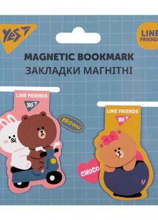 Закладки для книг yes магнитные line friends, 2 шт (707825)