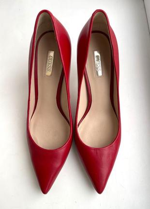 Кожаные туфли лодочки красные guess 39 - 39.5 размер, натуральная кожа, оригинал3 фото