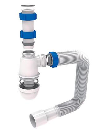 Сифон для раковины без выпуска с гибким отводом 1¼"×ø32/50мм tau (9841756)