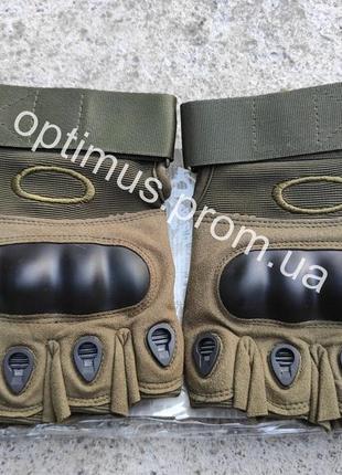 Рукавички захисні тактичні oakley безпалі колір олива розмір l