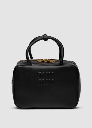 Сумка miumu leather top handle bag black