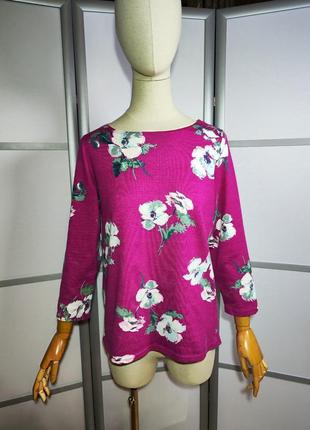 Joules коттоновый свитшот лонгслив цвета темной фуксии в цветы