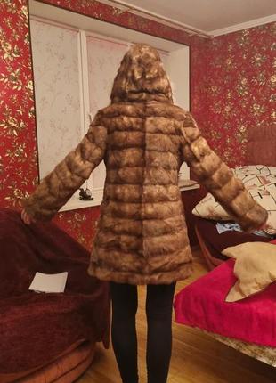 Шуба норковая, воротник соболь