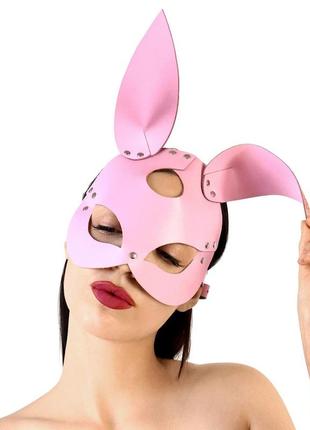 Кожаная маска зайки art of sex - bunny mask, цвет розовый