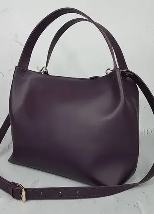 Сумка жіноча "жаклін-плюс" натуральна шкіра, суперматовий баклажан