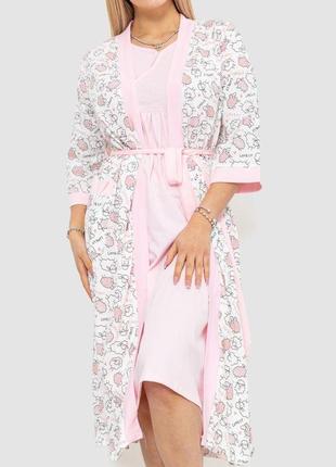 Комплект халат + нічна сорочка, колір світло-рожевий, 219rx-70642 фото