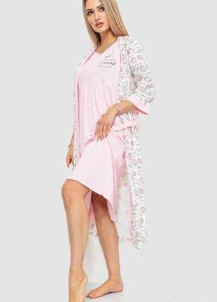 Комплект халат + нічна сорочка, колір світло-рожевий, 219rx-70643 фото