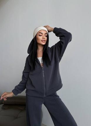 Спортивный костюм в стиле oversize брюки + кофта на молнии6 фото