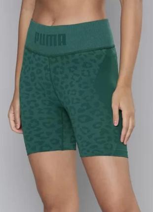 Жіночі зелені тренувальні шорти з принтом  Rise puma. зелені велосипедки