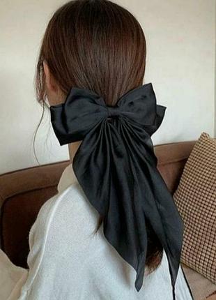 Великий чорний бант для волосся шпилька автомат