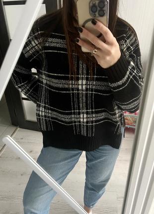 Теплый свитер в клетку размер l❤️❤️❤️