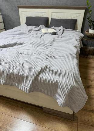 Покривало грецька вафля світло-сірий 100% бавовна 160 х 230 см