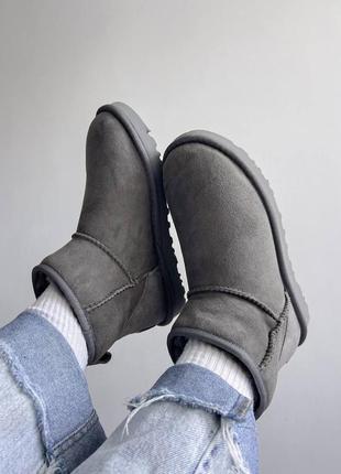 Женские угги ugg classic mini grey мини серого цвета