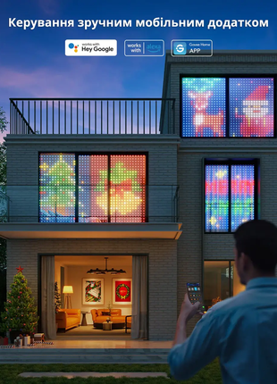 Смарт гирлянда штора 2*2 м 400 led rgb, управление телефоном или пультом sfk-07