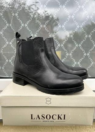Полусапожки чёрные кожаные ботинки lasocki 41.5 - 42 р.
