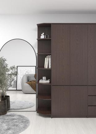 Приставной угловой модуль для шкафа 2110х350х500 мм с полками венге магия
