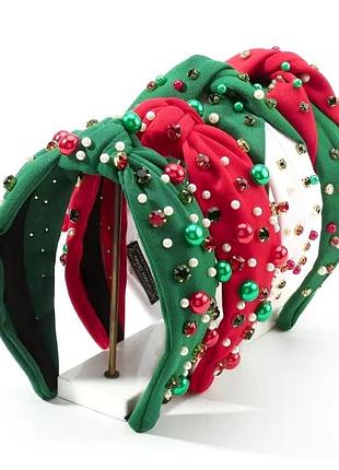 Шикарный обруч ободок с стразами и жемчужинами