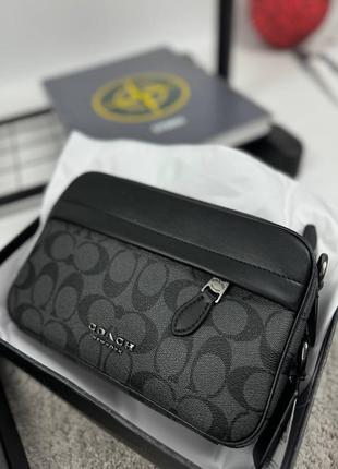 Дуже стильна сумка від бренду coach grey/black з пильником/коробкою