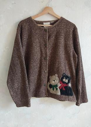 Жіноча флісова кофта 50-52р. xl-xxl, коричнева, кардиган