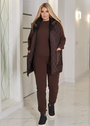 Теплий жіночий костюм трійка ❄️ великі розміри (батал)