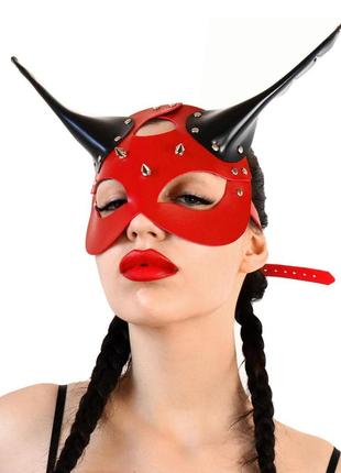 Кожаная маска art of sex - lucifer red&black