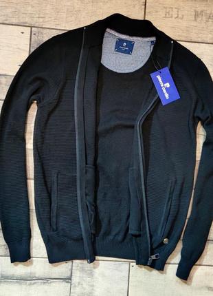 Мужская элегантная хлопковая кофта pierre cardin на молнии в черном цвете оригинал германия размер s