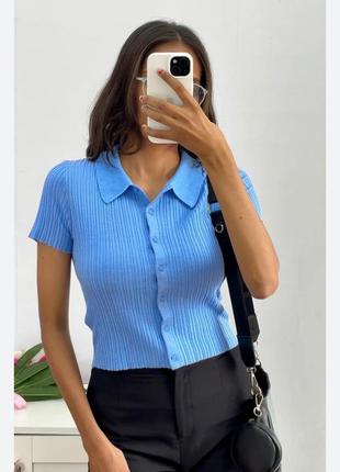 Футболка поло укорочена в рубчик h&amp;m m