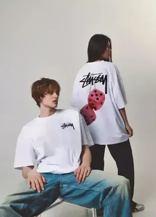 Мужская футболка stussy унисекс с красными кубиками стусси dice