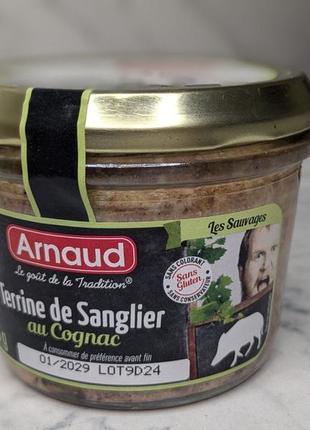 ❗делікатес паштет з м'яса кабана arnaud terrine de sanglier au cognac з коньяком 180г, франція