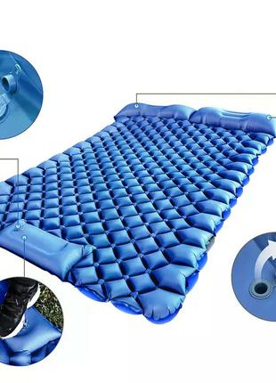 Надувний каремат 196х125 см/коврик туристичний/ самонадувний матрац синій pokuponline