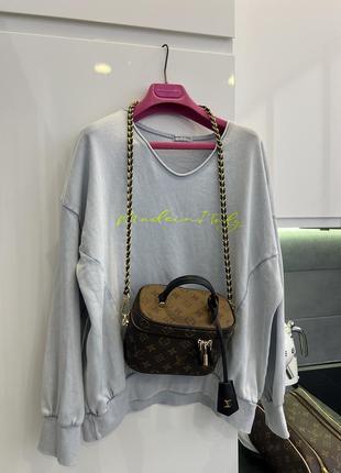 Крутой голубой свитшот толстовка вываренный цвет стиль balenciaga италия с цум