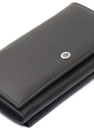 Женский кожаный кошелек st leather 19х10х4 см черный cl0031592