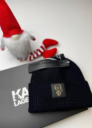 Шапка чоловіча чорна осіння весняна karl lagerfeld