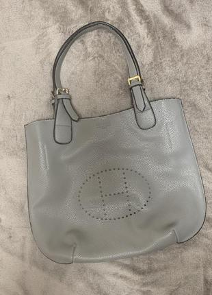 Сумка hermes серая натуральная кожа