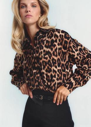 Леопардовая рубашка хлопок штапель