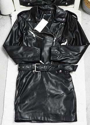 Новая удлиненная косуха кожаная куртка zara