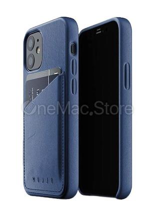 Чохол-гаманець шкіряний mujjo full leather wallet для iphone 12 mini (monaco blue)