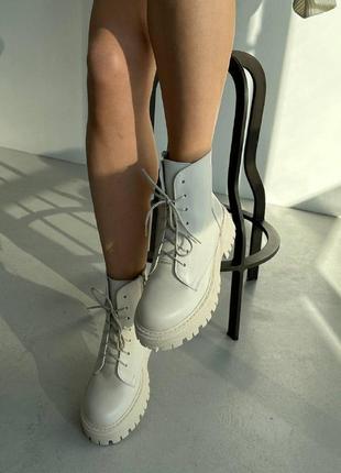 Женские кожаные ботинки (5584-3з) 39 vzutik молочный (2000002760337)4 фото
