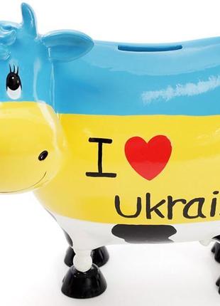 Скарбничка-коровка "i love ukraine" керамічна 21,5х12,5х19 см bona (2000002638018)