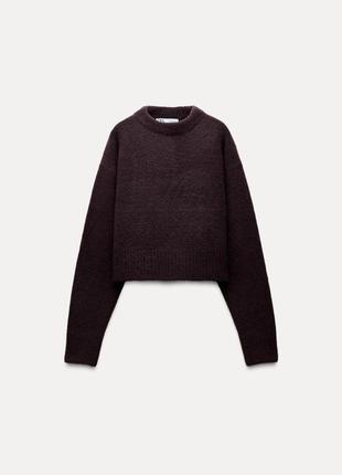 Мягкий трикотажный укороченный свитер zara
