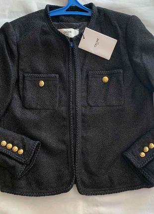 Піджак жіночий celine чорного кольору із золотими ґудзиками