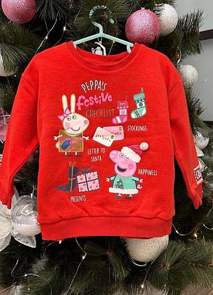 Новогодний свитшот george на девушку из pappa красный 3-4 года/104 см
