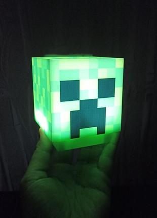 Ночник minecraft крипер creeper ночник лампа led майнкрафт зарядка от юсб2 фото