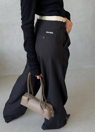 Брюки брюки под miu miu с резинкой оверсайз широкие длинные рваные дворец