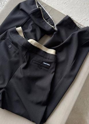 Брюки брюки под miu miu с резинкой оверсайз широкие длинные рваные дворец