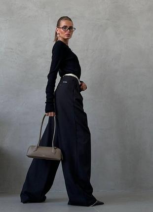 Брюки брюки под miu miu с резинкой оверсайз широкие длинные рваные дворец