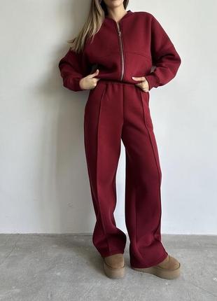 Качественный теплый брючный костюм на флисе в кольрах