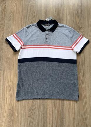 Чоловіча оригінальна бавовняна поло футболка в смужку nutmeg