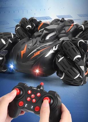 Машинка на радиоуправлении stunt suv racing pro полноприводная двухсторонняя разворот 360 черный