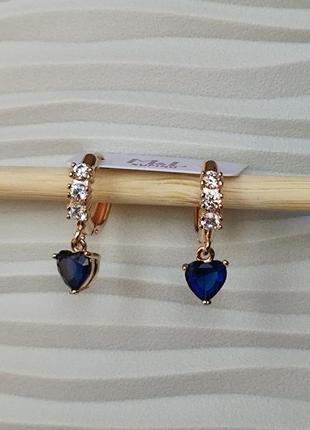 Сережки ксюпинг xuping медзолото белые и синие камни